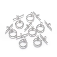 10 set alloy toggle clasps circle wholesale gunmetalsilver color ot clasp for jewelry making bracelet necklace diy accessories