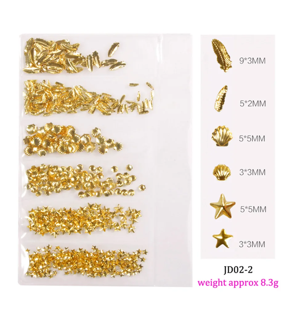 6 Grid/Pack Mixed Size 3D DIY Hollow Metal Frames Nail Art Decorations 3-9mm Gold Silver Rivets Manicure Accessories Decor | Красота и