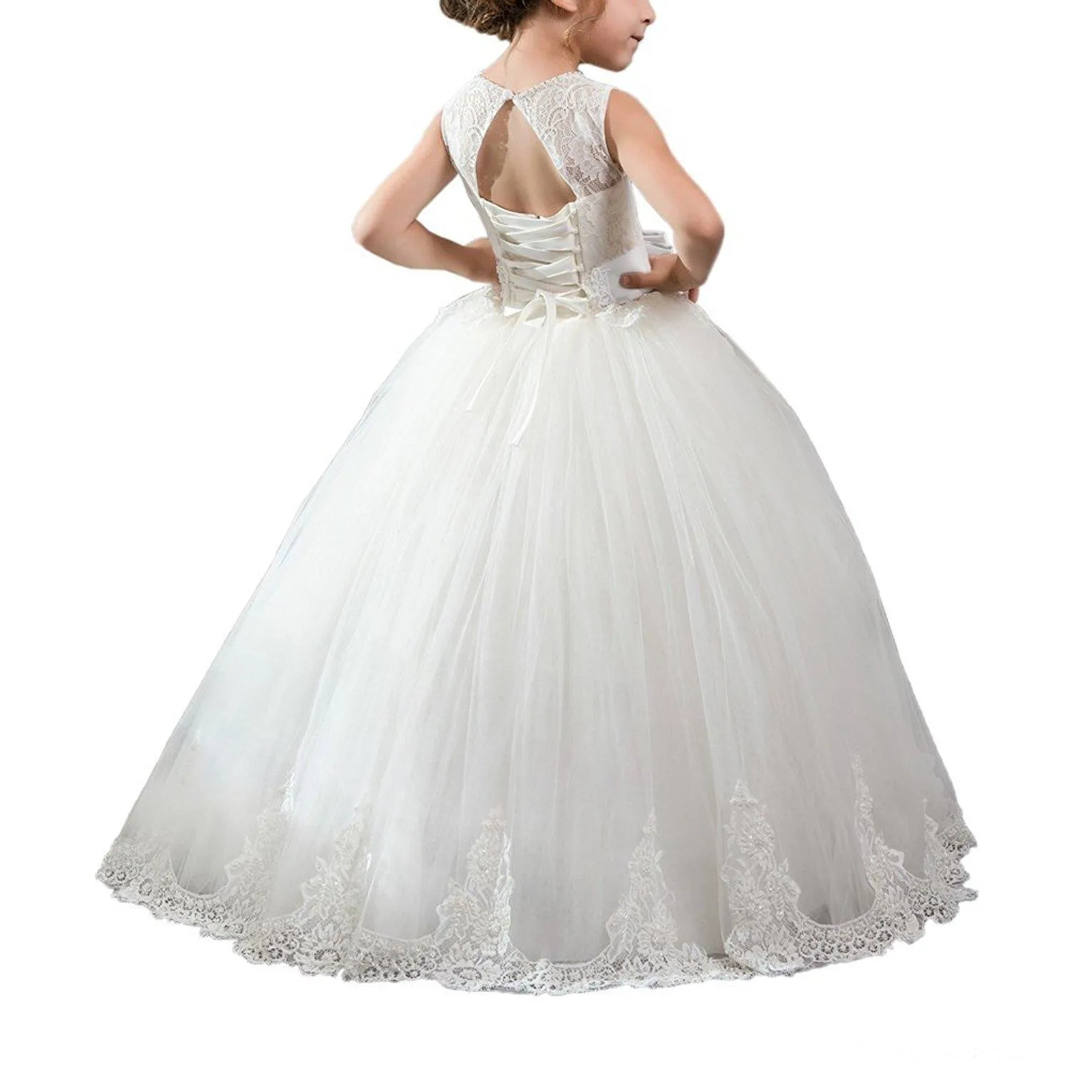 Glitz платья для первого причастия маленьких девочек Vestido De Daminha O-образный вырез
