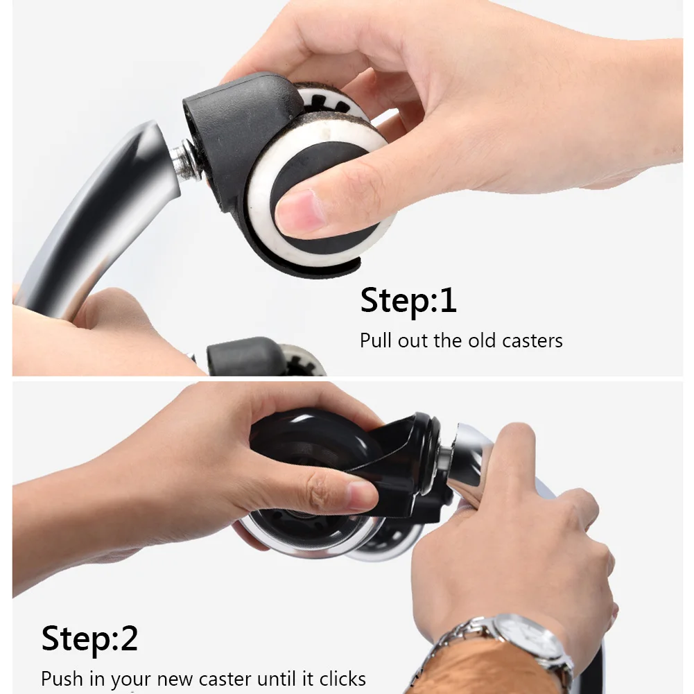 

5Pcs Roller 3 Inch Swivel Fit Set Hardware Rubber Replacement Soft Safe Universal Office Chair Caster Wheels 360 Degree Mute