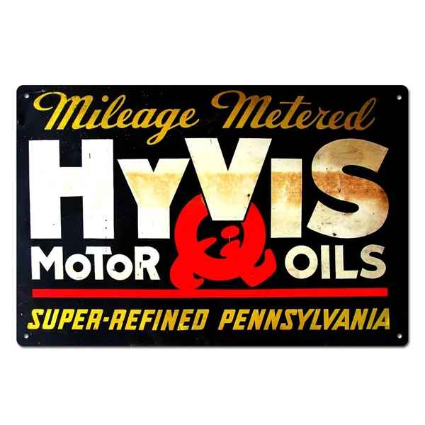 

Vintage Hyvis Motor Oil Tin Sign Metal Sign Metal Poster Metal Decor Wall Sign Wall Poster Wall Decor