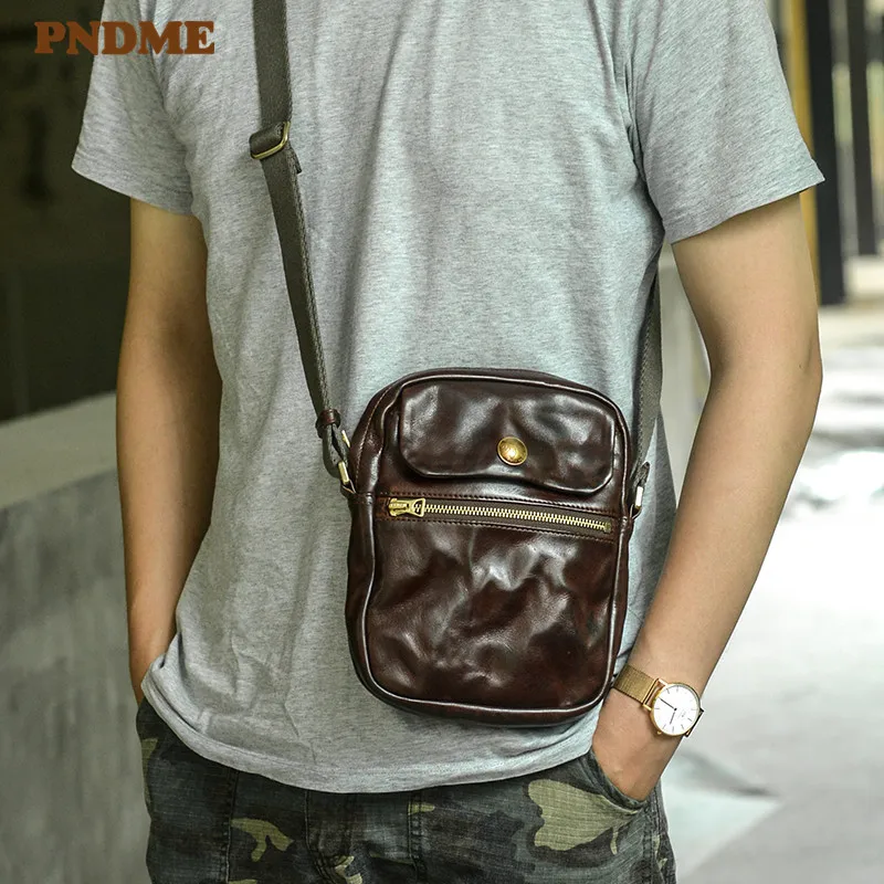 PNDME модный винтажный мужской повседневный светильник из натуральной кожи