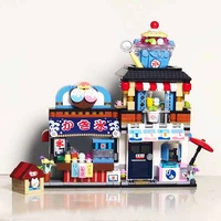 loz street view series takoyaki shop shaved ice store mini building block brick restaurant diy toys for children birthday gifts
