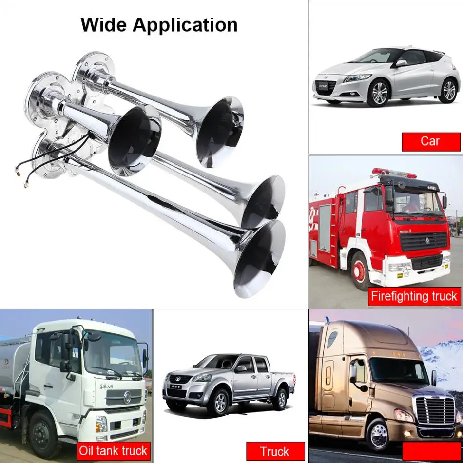 Супер громкий автомобильный клаксон 12 В/24 В дБ четыре трубы автостайлинг детали