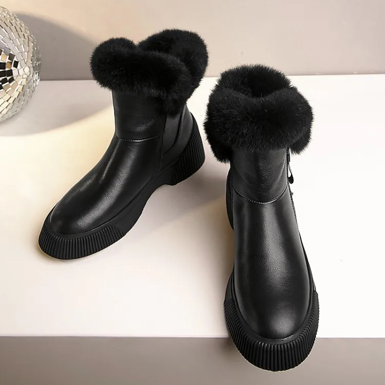 MLJUESE/женские ботильоны из коровьей кожи Сезон Зима Шерстяная Смесь Женские