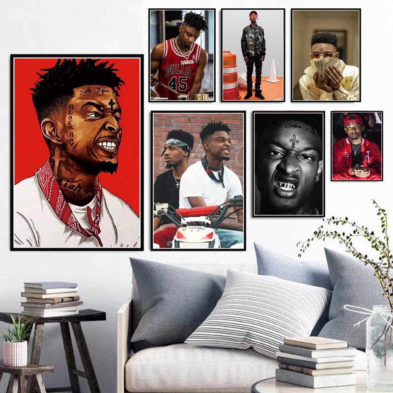 Картина на холсте 21 Savage Issa Rap Music Singer Pop Star Постер в стиле хип хоп художественные