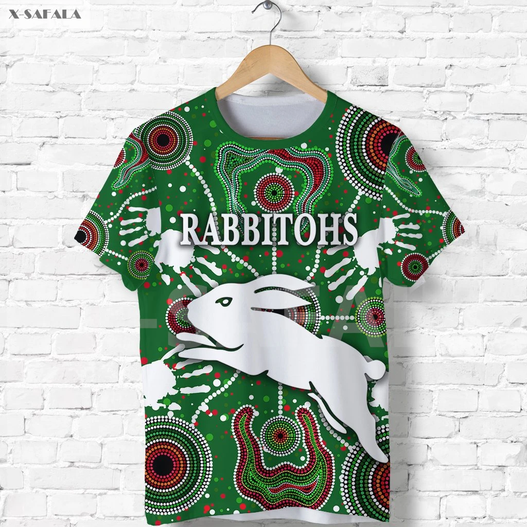 

Australian Sydney Rabbitohs Indigenous Rugby Sport 3D Print Slim T-Shirt Tops Tees Short Sleeve Casual Milk Fiber Fashion