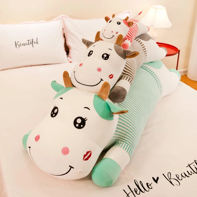 Candice guo plush toy stuffed doll cartoon animal long body cattle cow pillow cushion bedtime story friend kid birthday gift 1pc | Игрушки и