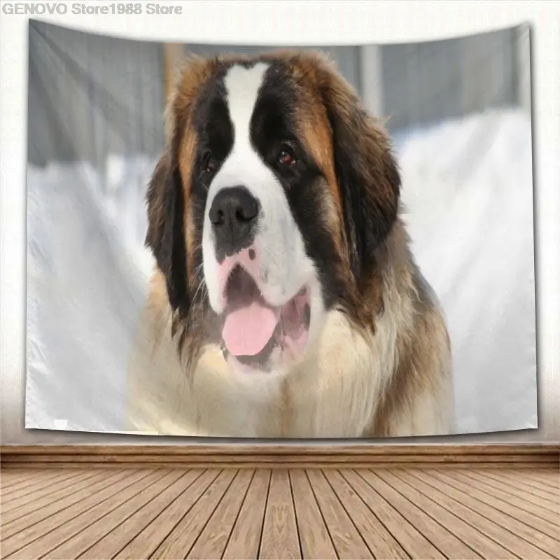 

Schöne Saint Bernard Hund Wandteppich Hängen Stoff Tapisserie Art Home Dekoration Isomatte Wand Teppiche Wohnheim Dekor