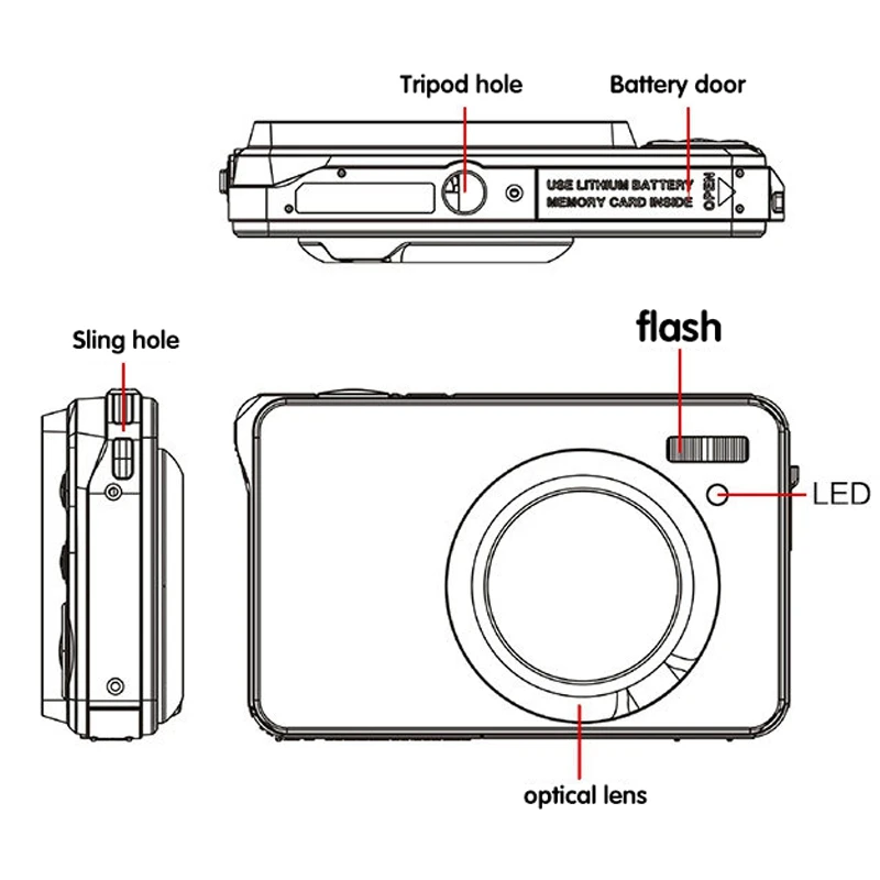 

Digital Camera Ultra-Thin 18 Million Pixel HD Digital Camera 720P Home Travel Macro Digital Camera
