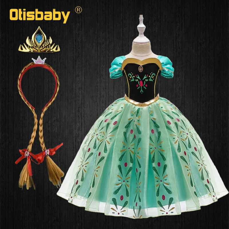 

Halloween Girls Cosplay Anna Elsa 2 Princess Dress Children Christmas Snow Queen Costume Kids elza Birthday Party Holiday Dress