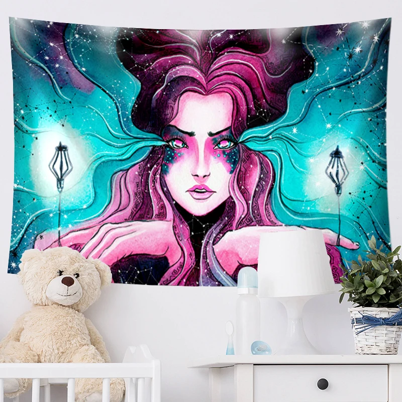 

Witch Tarot Tapestry Hippie Wall Hanging Witchcraft Macrame Tapestry Bohemian Carpet Wall Cloth Mandala Indie Room/Boho Decor
