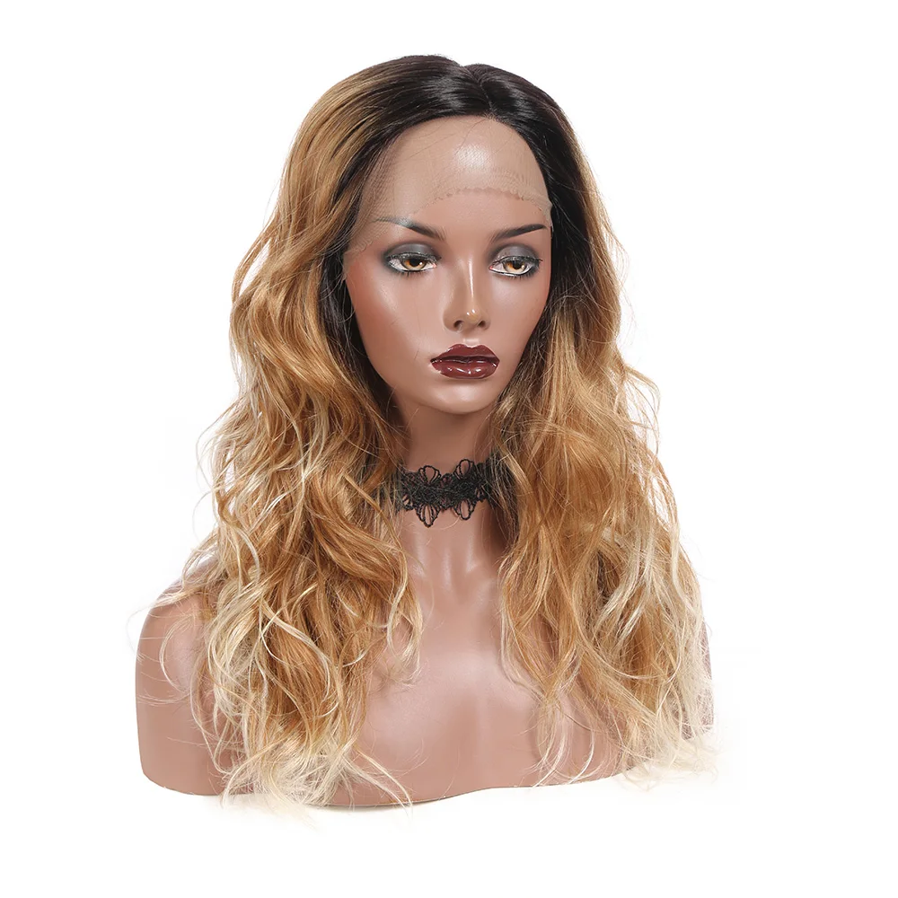 DQ волнистый синтетический парик фронта шнурка 18 &quotдлинный волос для женщин