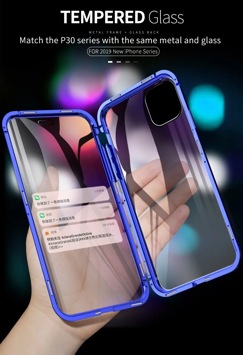 Tongdaytech Магнитный чехол для Iphone 11 Pro X XS Max XR 8 7 Plus Coque 360 двусторонний чехол из закаленного стекла металлический чехол для телефона чехол на магните s