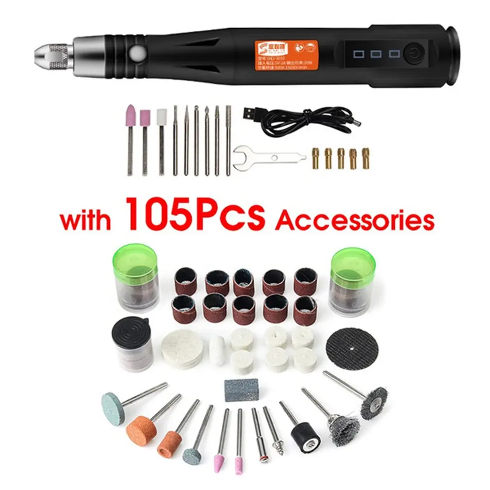 

105/161 pcs/set Micro Engraving Pen Electric Grinder Adjustable 15000 Rpm Mini Drill Rotary USB Engraving Tool Kit