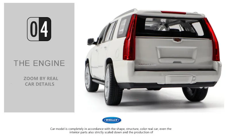 Welly 1:24 Cadillac Escalade модель автомобиля из сплава моделирование автомобиля украшение коллекция Подарочная игрушка Литье под давлением модель игрушка для мальчиков