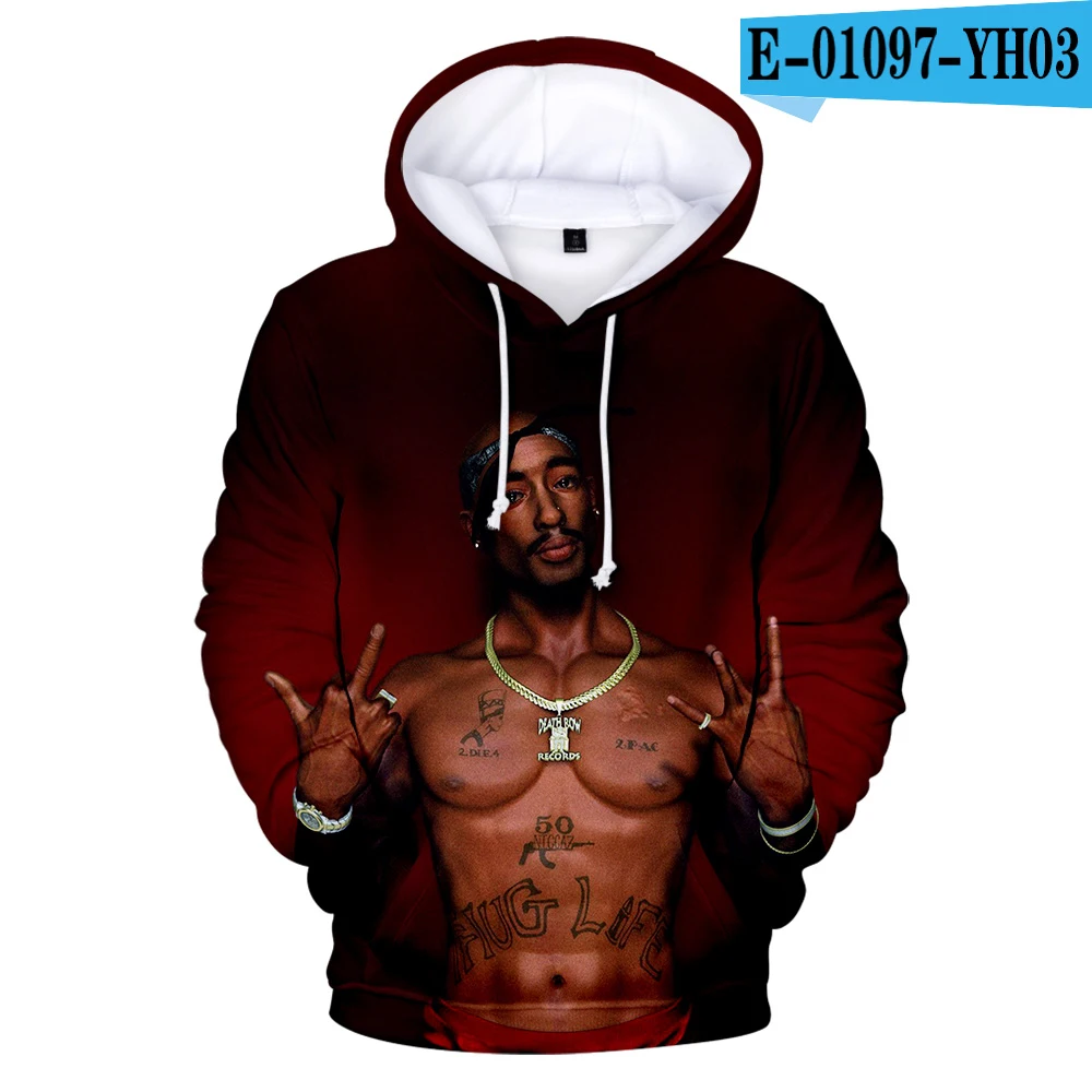 

Hip Hop 2pac 3d Hoodie Sweatshirt For Men Autumn Winter Pullovers Print Rapper Tupac Hoodies Long Sleeve Tops Men-Pullovers