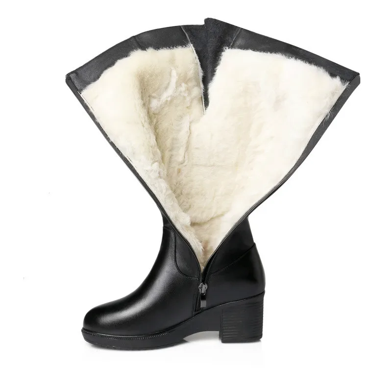 Fujin/теплые шерстяные женские зимние сапоги Теплая обувь на меху Плюшевые высокие