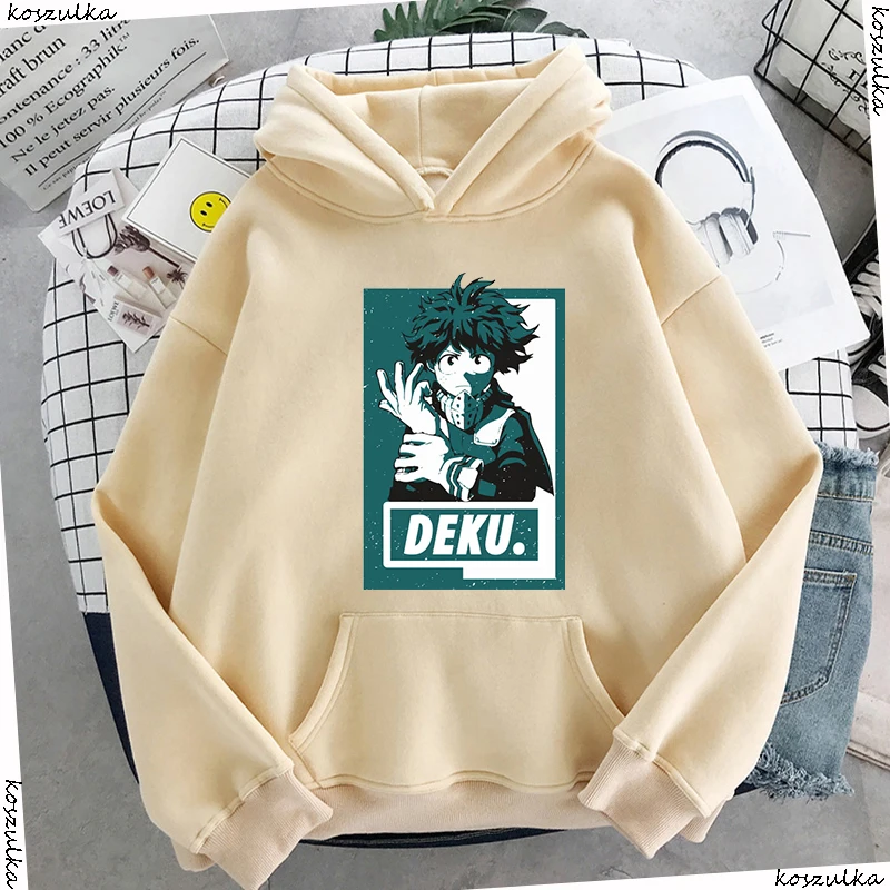 

Deku Boku No Hero - My Hero Academia Hoodies Long Sleeve Women's Sweatshirts Anime Hoodie Winter Female Pullovers Green Hoody