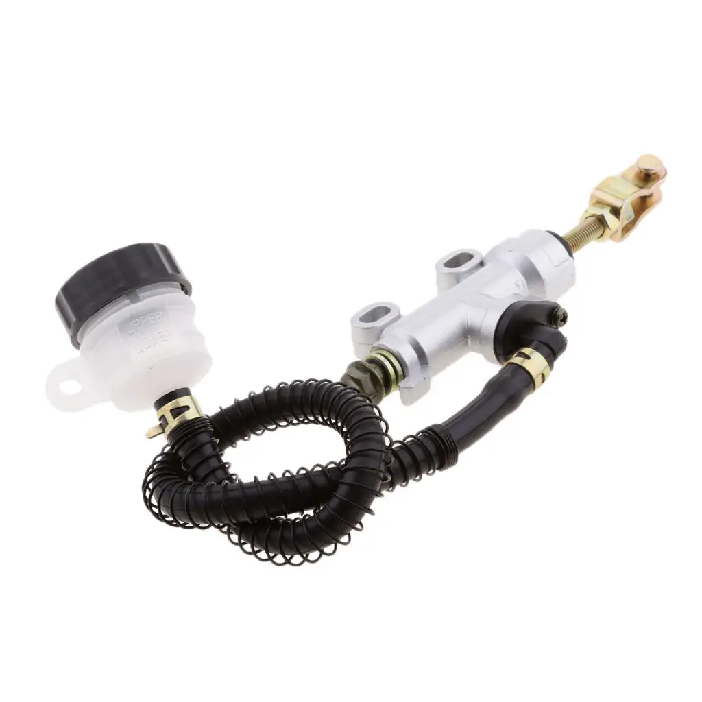 

Motorcycle Rear Brake Master Cylinder with Reservoir for 50cc 70cc 90cc 110cc 125cc ATV Buggy Chinese Trail Dirt Bike (Silver)