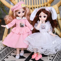 16 beautiful princess bjd doll for girls toys 30 cm joint movable cute long curls crown headwear fashion dress deck doll gifts