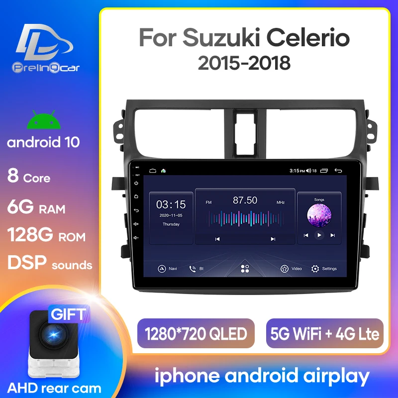 Автомобильная Мультимедийная система Prelingcar Android 10 0 для SUZUKI CELERIO 2015 16 17 18 дюймов