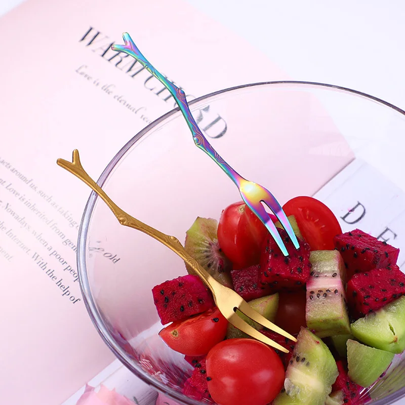 Набор столовых приборов из нержавеющей стали в ретро-стиле "Ветвь дерева" для дома, ресторана, фруктовых и десертных блюд на обед.