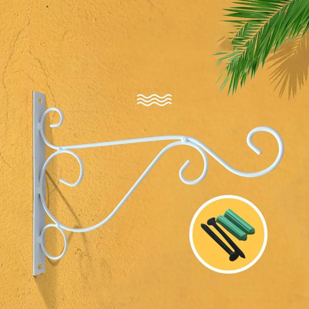 Bold Wrought Iron Flower Stand Wall Hanging Brackets Hooks Frame Hook Basket Bracket Pot | Дом и сад