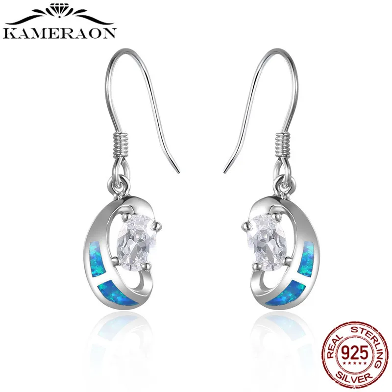

925-Sterling-Silver Women Drop Earrings Dazzling Opal Zircon Silver Earrings European Fashion Jewelry Gift