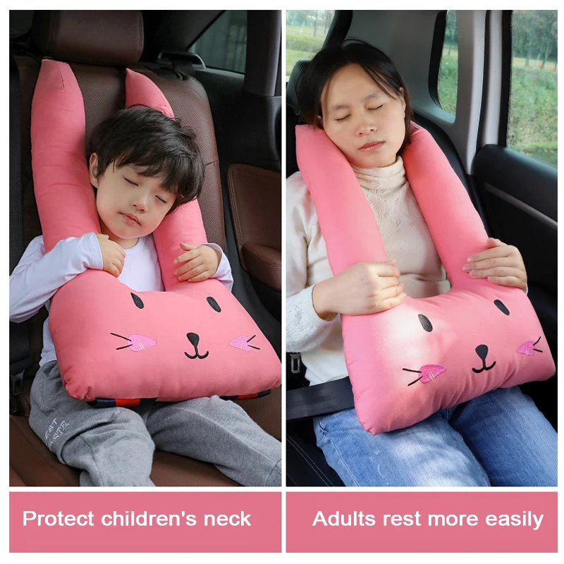 Автомобильный детский ремень на подголовник с мультипликационным принтом для