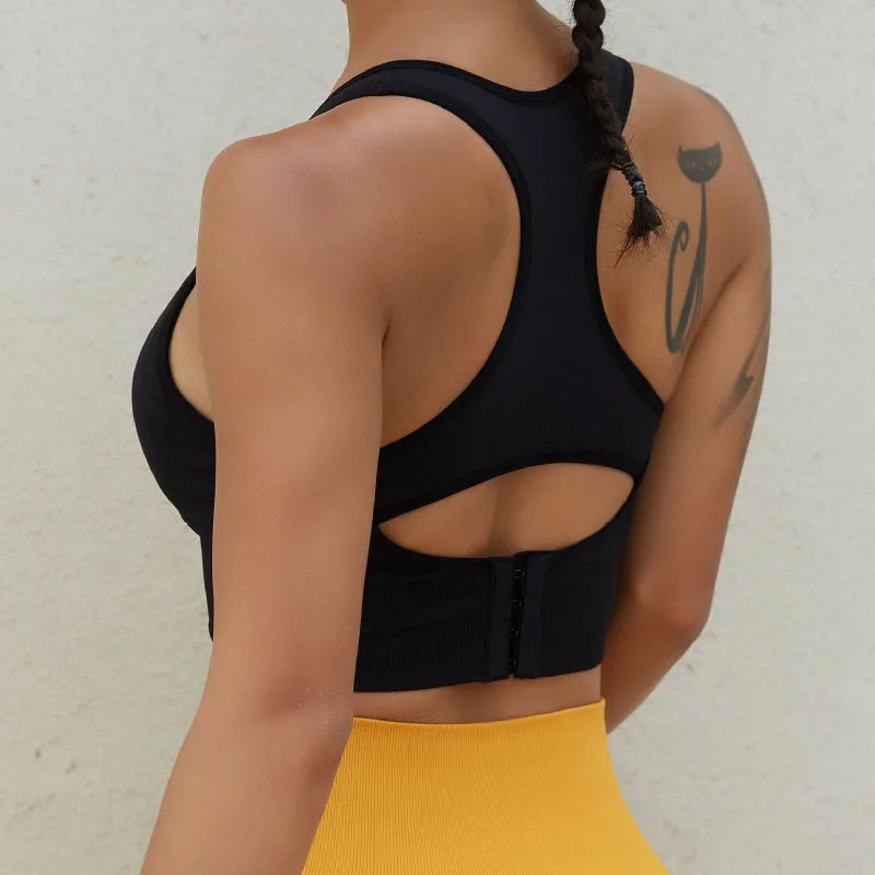 

Women Seamless Back Buckle Quick Dry Sports Bra High Impact Sports Wear For Women Gym Adjustable Workout Bra Fitness top clothes