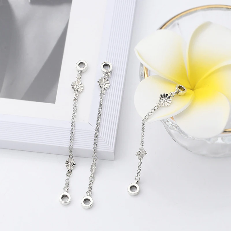 

New Original Alloy Bead Rose Pink Blue Daisy Flowers Dangle Pendant Charm Fit Bracelet Bangle DIY Women Jewelry