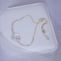korean fashion elegant delicate zircon moon star bracelet bling micro inlaid crystal feminia pulseras adjusatable bangles gift