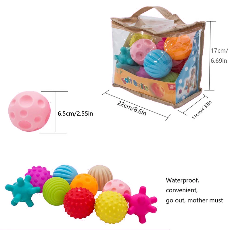 Sensory Touch Multiple Textured Baby Toys Balls Rattle With Sound Soft Senses Tactile Toy Bath Education | Игрушки и хобби