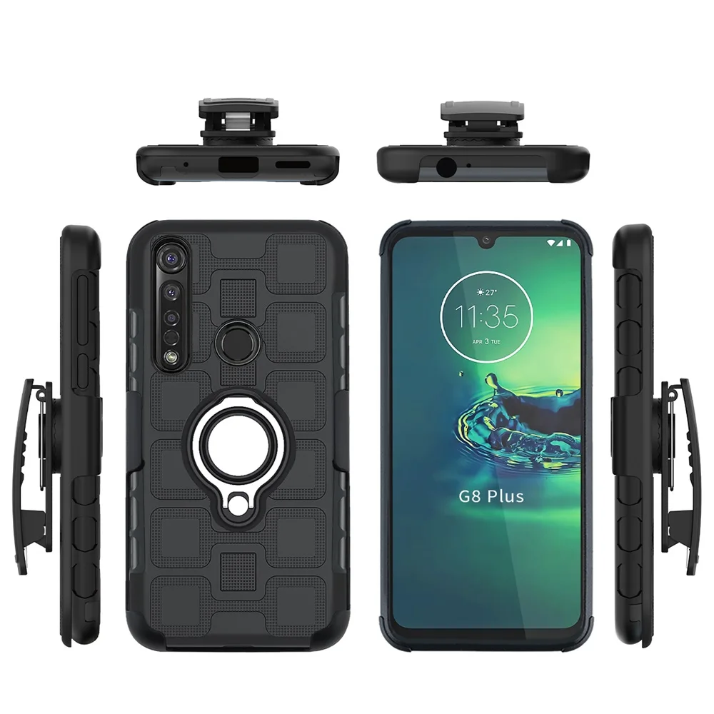 Ударопрочный чехол для задней панели телефона Motorola Moto G8 Plus с держателем кольца moto