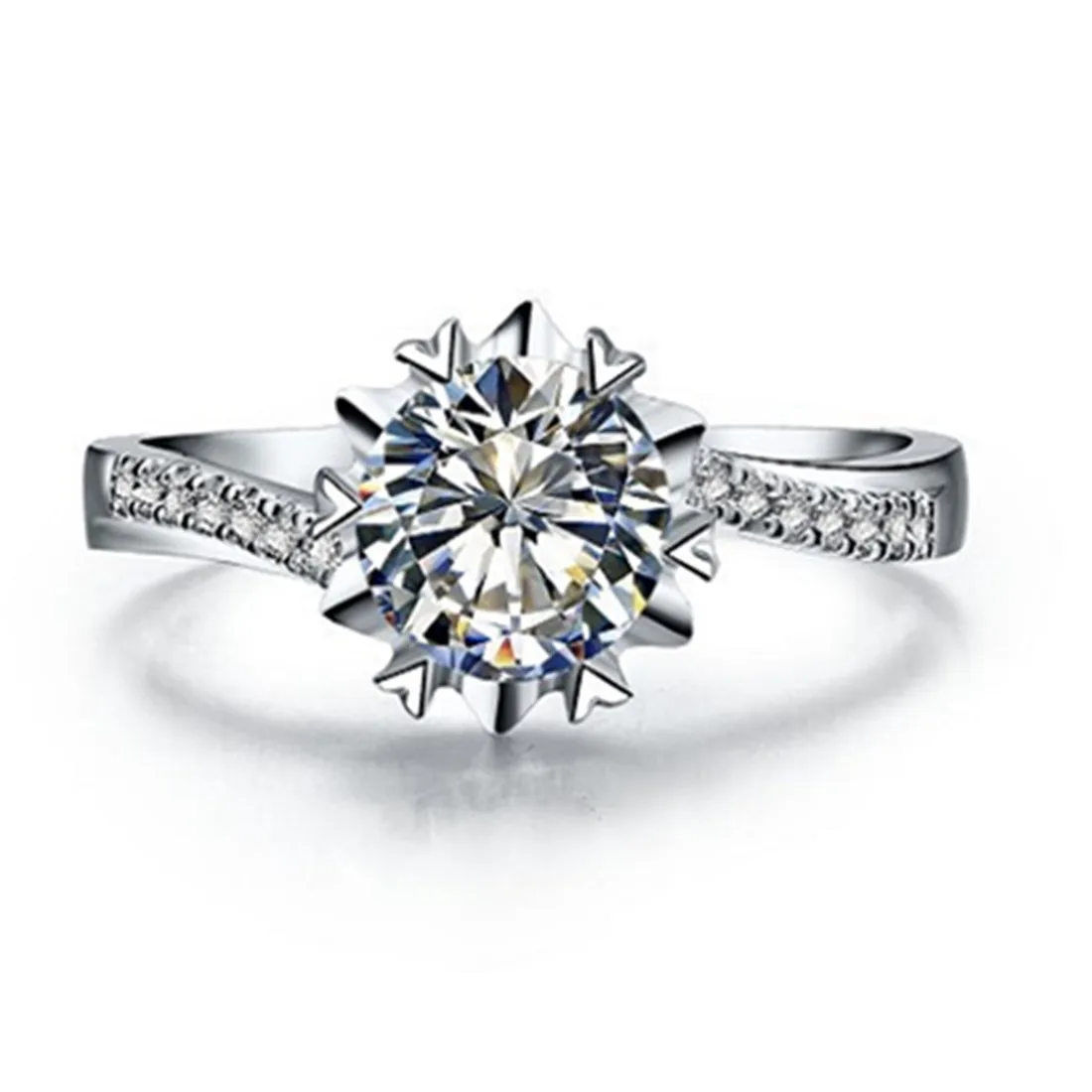 

0.5CT Vintage Snowflake Ring Sterling Silver Semi Mount NSCD Diamond Ring Women Engagement White Gold Jewelry 925 Ring with Box