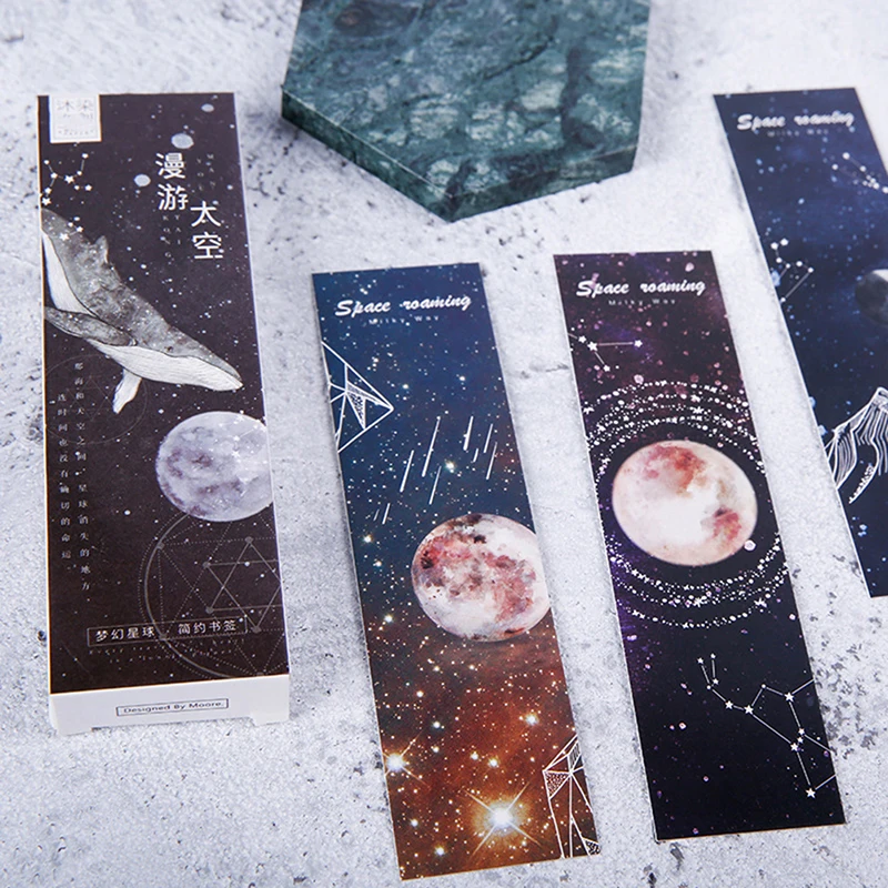 

30pcs/lot Roaming Space Paper Bookmarks Stationery Book Holder Message Card