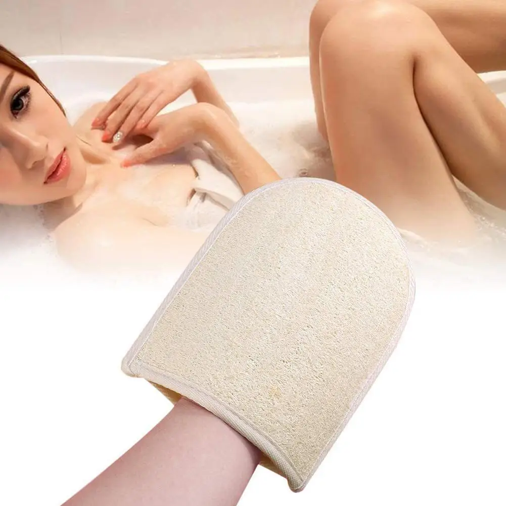 

Natural Exfoliating Loofah Glove Soft Body Scrub Sponge Pad Male Female Bath Scrubber Mitt For Shower Spa Skin Clean Bath Glove