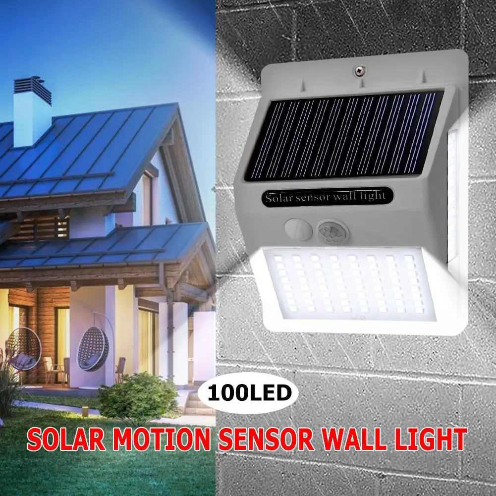 

Outdoor Solar Lamp 100 LED Light With Motion Sensor Solar Powered Sunlight Spotlights For Garden Decor Eco-Friendly Wall Lamps