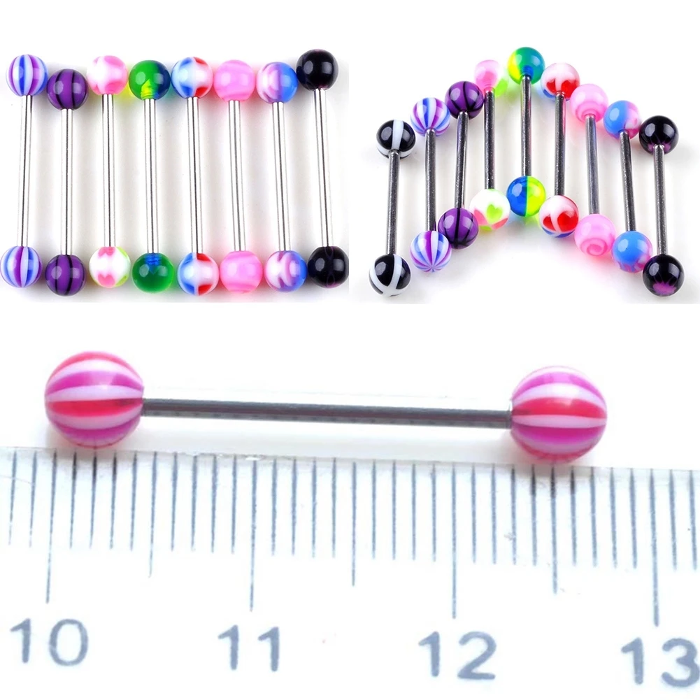 

NEW 2021 5Pcs Lot Mixed Colors Fashion Tongue Tounge Rings Bars Barbell Tongue Piercing Body Jewelry Body Accessories