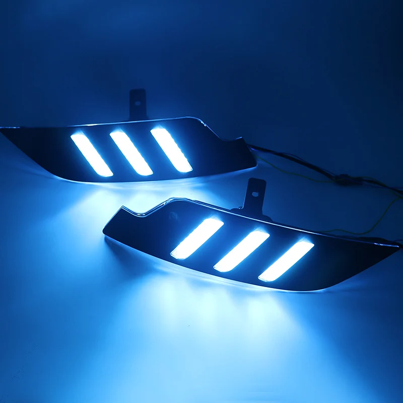 

Светодиодные дневные ходосветильник eOsuns для Geely Emgrand 2018 с динамическим движущимся желтым сигналом поворота и синим ночным светом