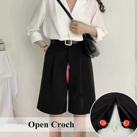 shorts women high waist skorts korean style spring summer outdoor sex clothes secret hidden zippers public sex open croch pants