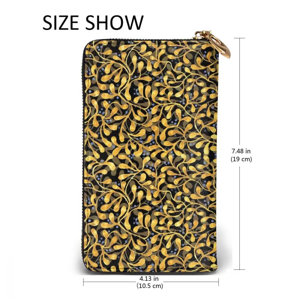 

Floral Ornament Long Wallet with Credit Card Slots ID Holder Checkbook Organizer Zipper Coin Purse