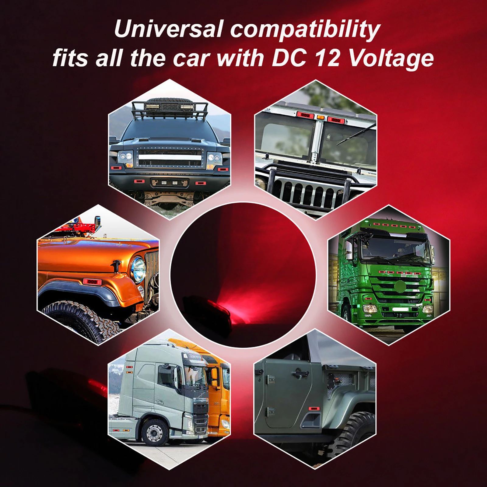 12/24V 3.9&quot Red+White+Yellow Car Lorry Side Marker Waterproof Trailer Truck Pickup side Indicators lights Warning Lights |