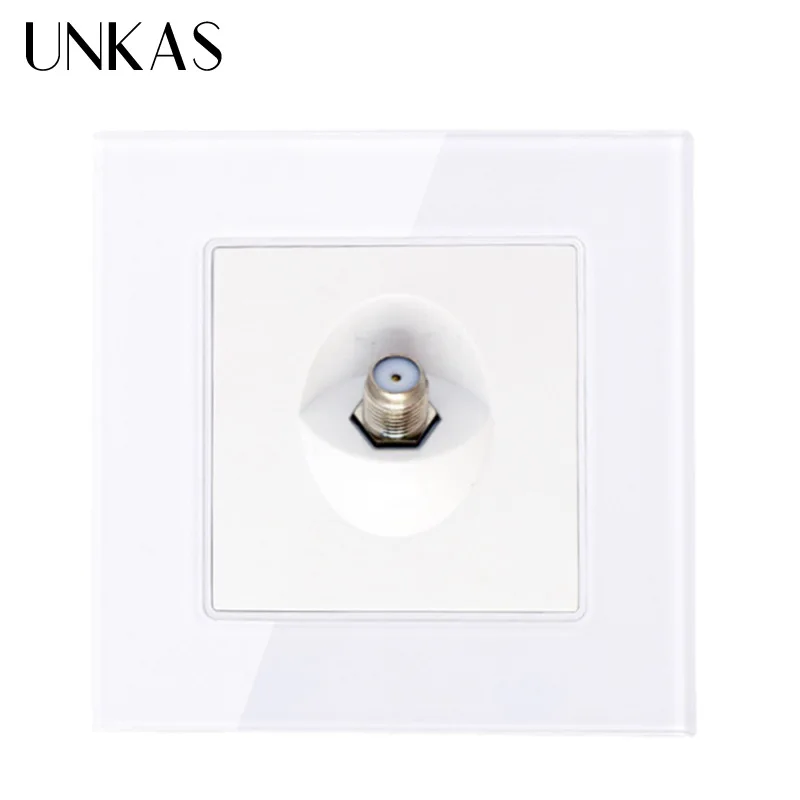 UNKAS Free Shipping New Arrival 1 Gang Satellite Socket / Outlet Wholesale/Retail White Luxury Crystal Glass Panel GB-C791ST |