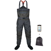 hisea fly fishing chest waders breathable stocking foot wader without boots for men women