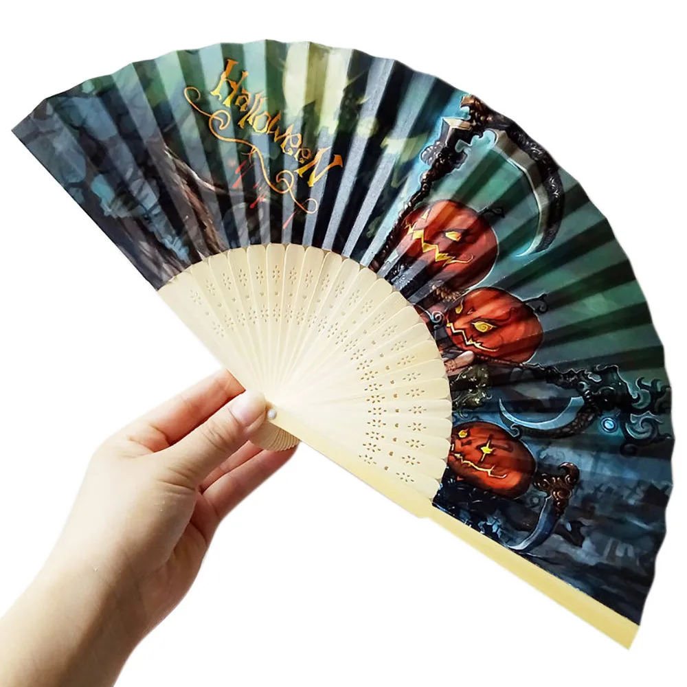 Хэллоуин тыква Череп искусственная кожа ручная резьба бамбук Складной