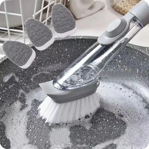 Kitchen accessories cleaning tools handle cleaning brush with removable brush sponge sponge dispenser dishwashing brush set Tool