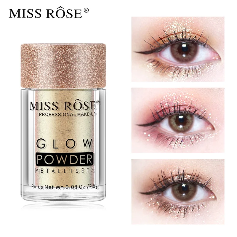 MISS ROSE, блестящие тени для век, рассыпчатая пудра, блестящий хайлайтер, матовые тени для век, пигментная пудра, мерцающие тени для век, косметика TSLM1