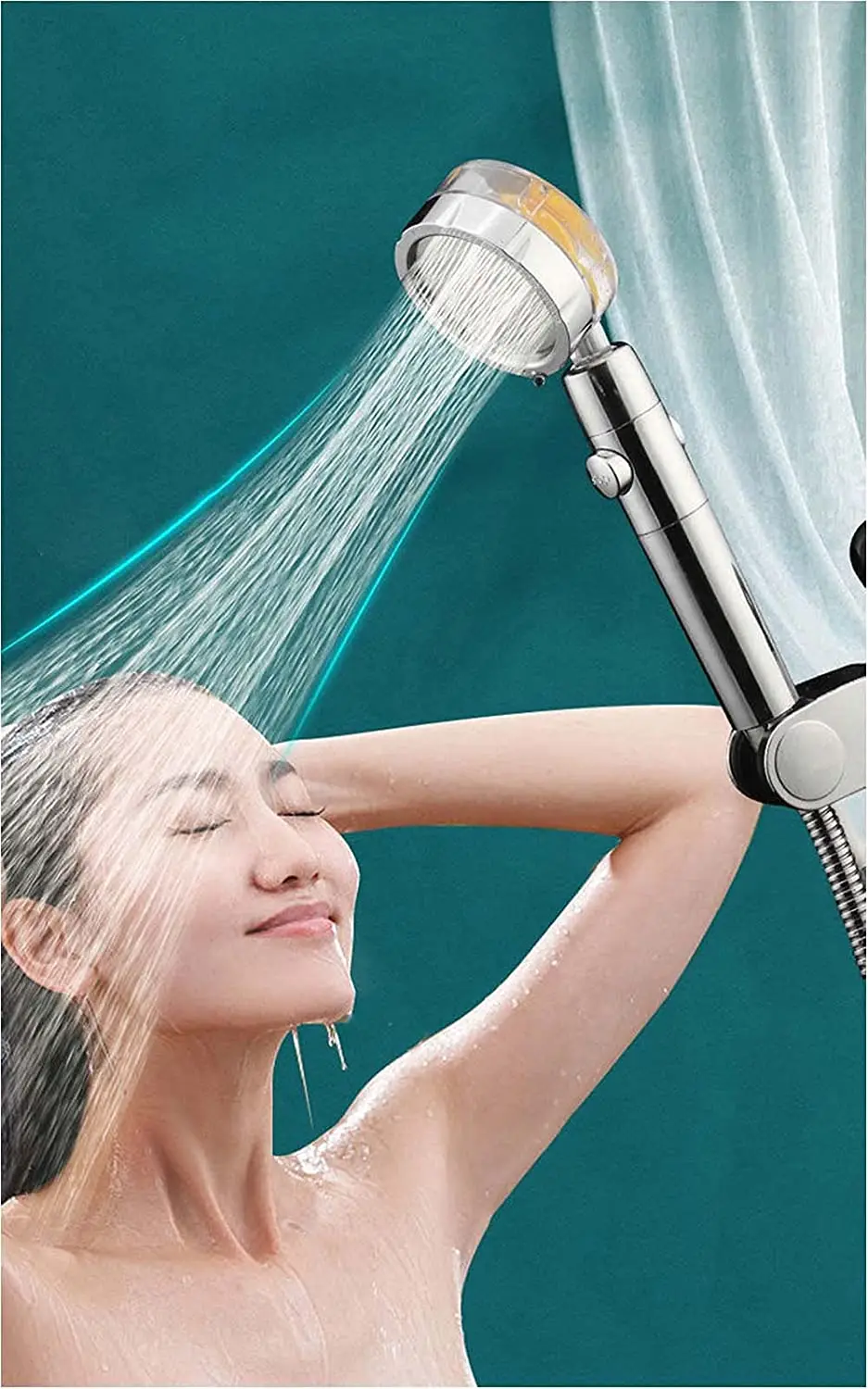 

Handheld Rainfall Shower Head High Pressure Water Saving Spray With Filter and On/Off Button Bath Shower Head for Pets SPA Home